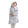 Grey - Back - Brand Lab Childrens-Kids Glow In The Dark Oversized Hoodie Blanket