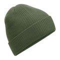 Olive Green - Front - Beechfield Unisex Adult Ribbed Polylana Beanie