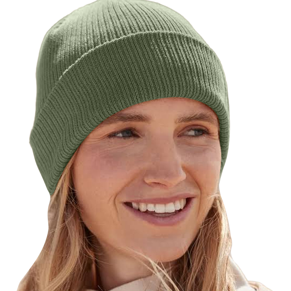 Olive Green - Back - Beechfield Unisex Adult Ribbed Polylana Beanie
