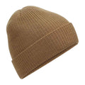 Biscuit - Front - Beechfield Unisex Adult Ribbed Polylana Beanie