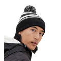 Black-White - Back - Beechfield Unisex Adult Fan Striped Beanie