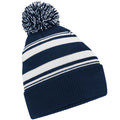 French Navy-White - Front - Beechfield Unisex Adult Fan Striped Beanie