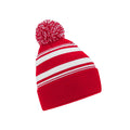 Classic Red-White - Front - Beechfield Unisex Adult Fan Striped Beanie