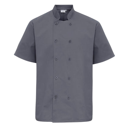 Steel - Front - Premier Mens Short-Sleeved Chef Jacket