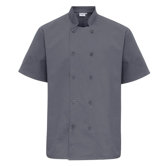Steel - Front - Premier Mens Short-Sleeved Chef Jacket