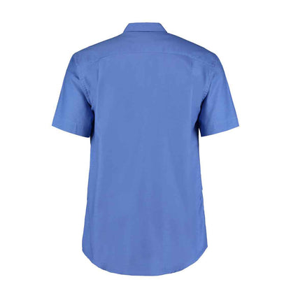 Italian Blue - Back - Kustom Kit Mens Workwear Oxford Classic Short-Sleeved Shirt