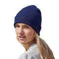 Oxford Navy - Side - Beechfield Unisex Adult Organic Cotton Fine Knit Beanie