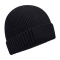 Black - Front - Beechfield Unisex Adult Organic Cotton Engineered Patch Beanie