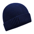 Oxford Navy - Front - Beechfield Unisex Adult Organic Cotton Engineered Patch Beanie