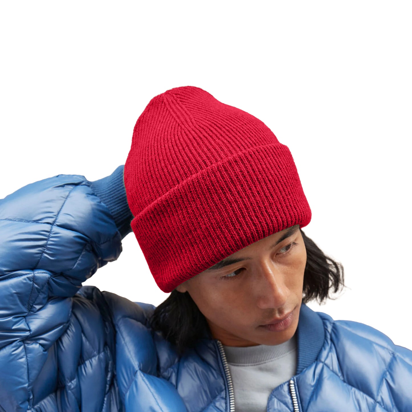 Classic Red - Side - Beechfield Unisex Adult Classic Deep Cuffed Beanie