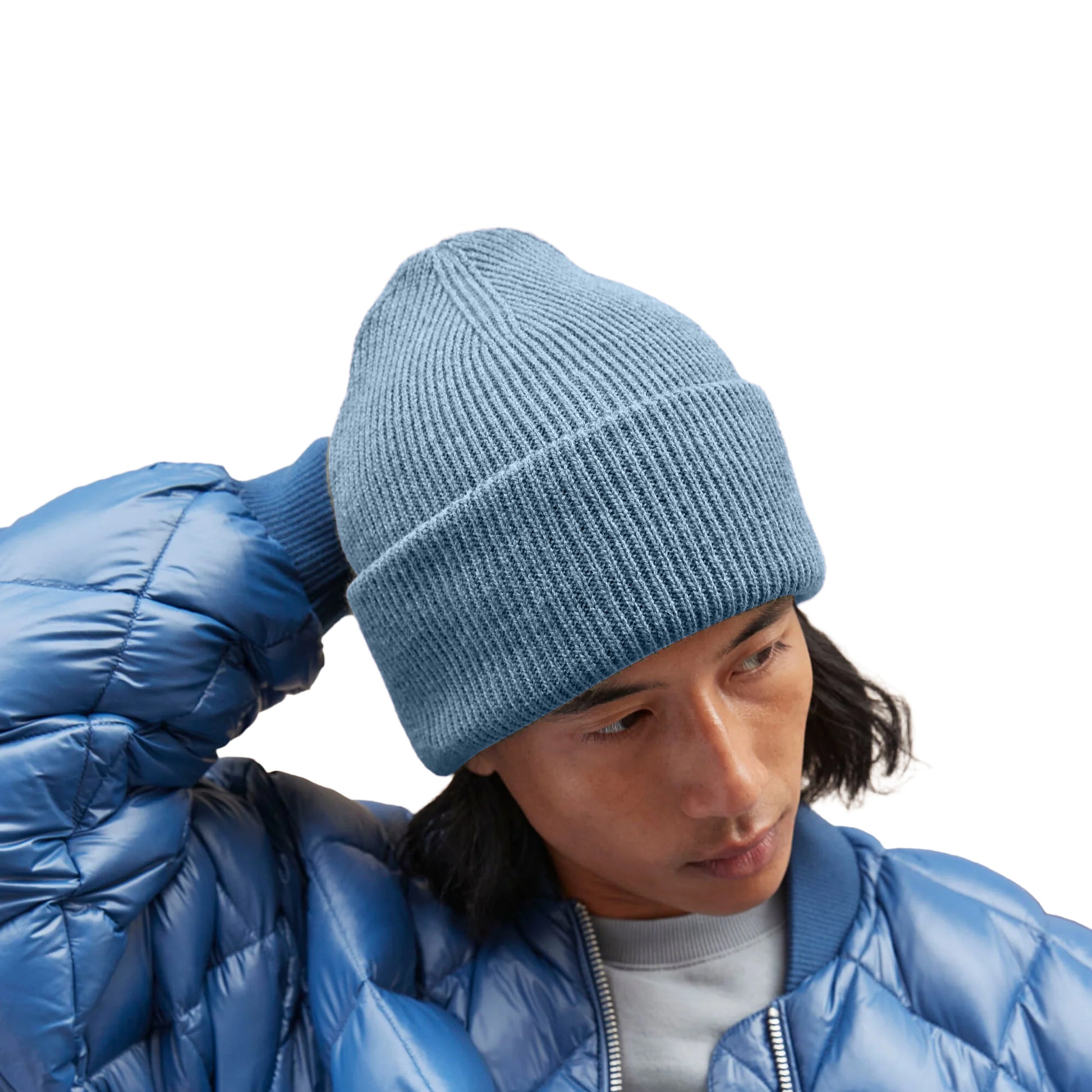 Dusty Blue - Side - Beechfield Unisex Adult Classic Deep Cuffed Beanie