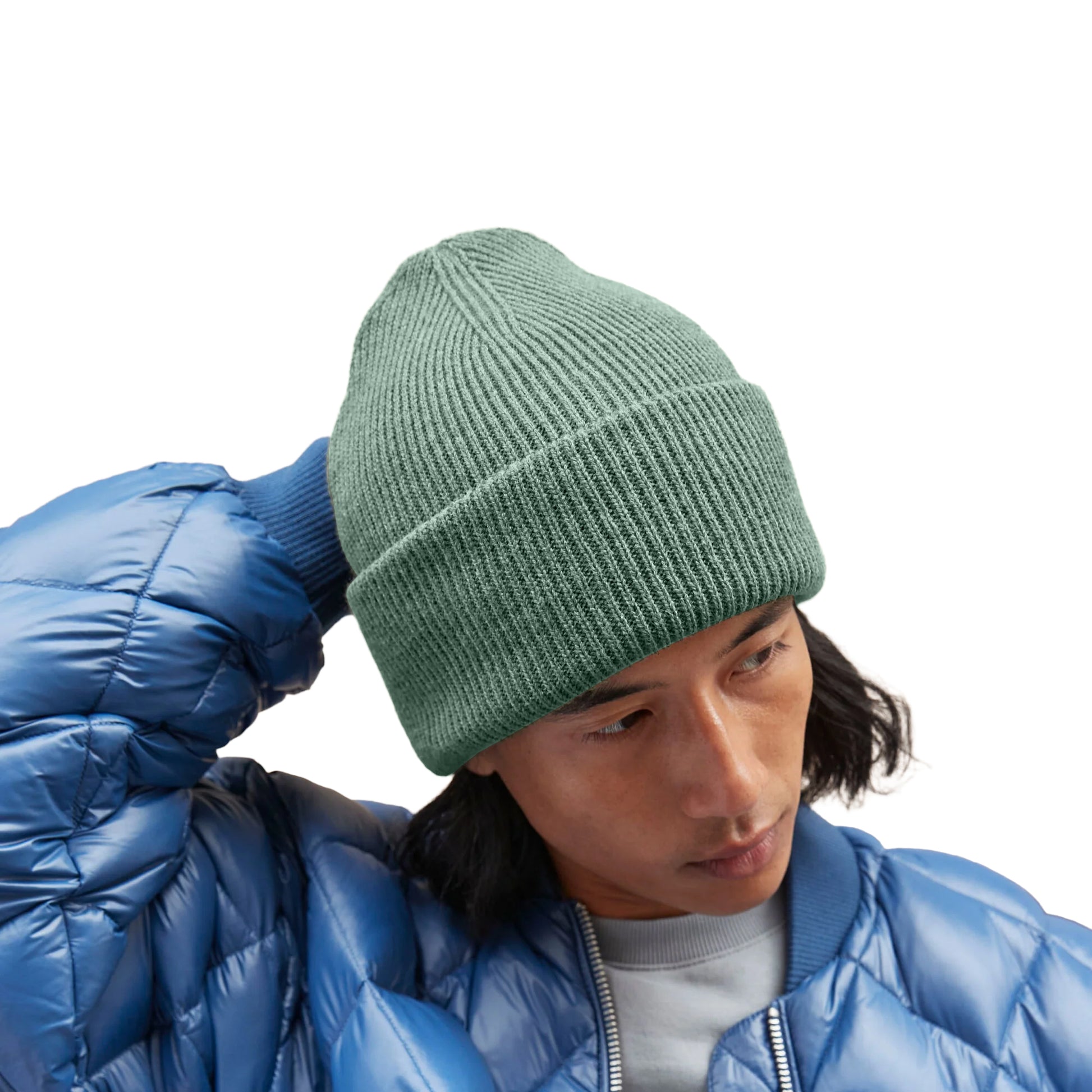Dusty Green - Side - Beechfield Unisex Adult Classic Deep Cuffed Beanie