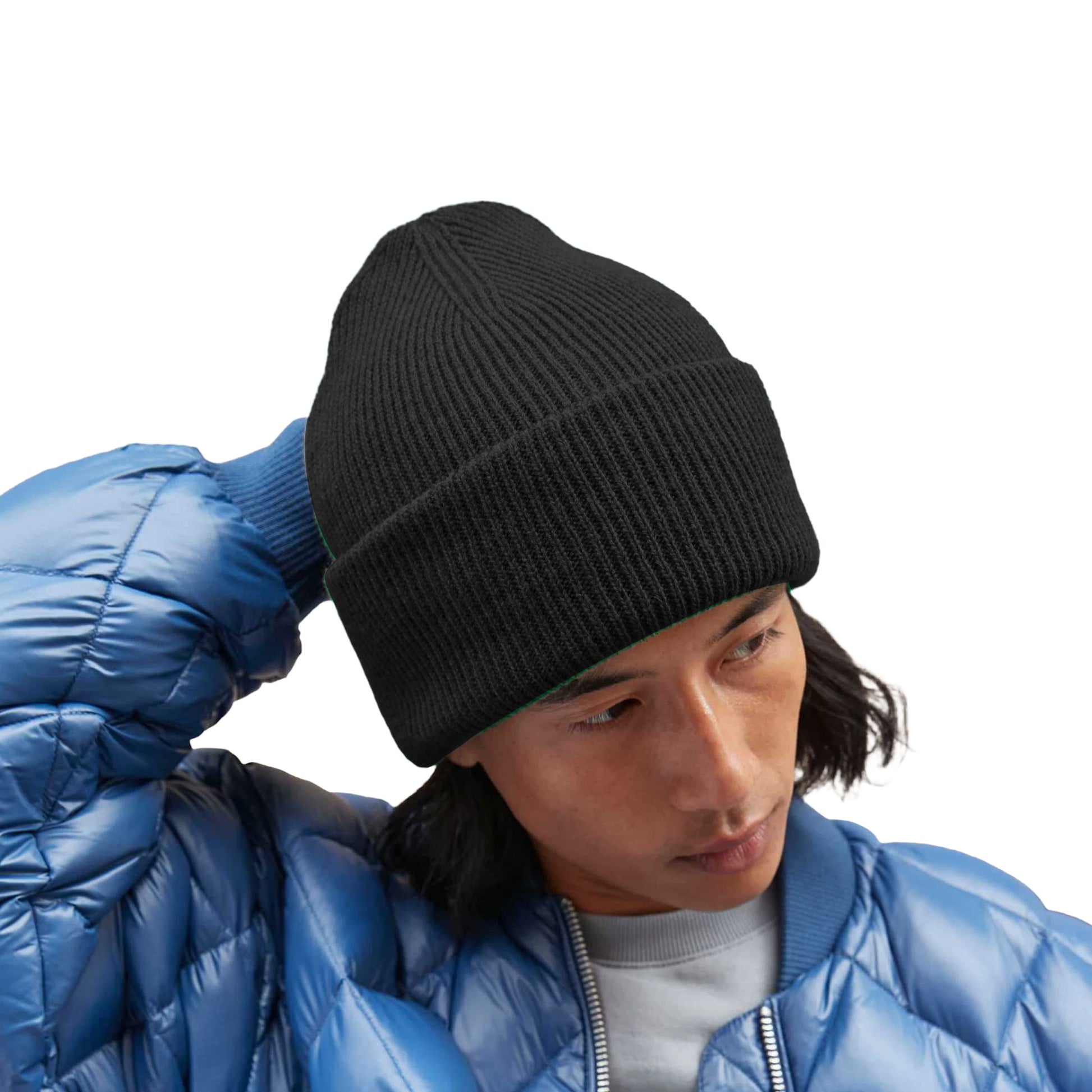 Black - Back - Beechfield Unisex Adult Classic Deep Cuffed Beanie