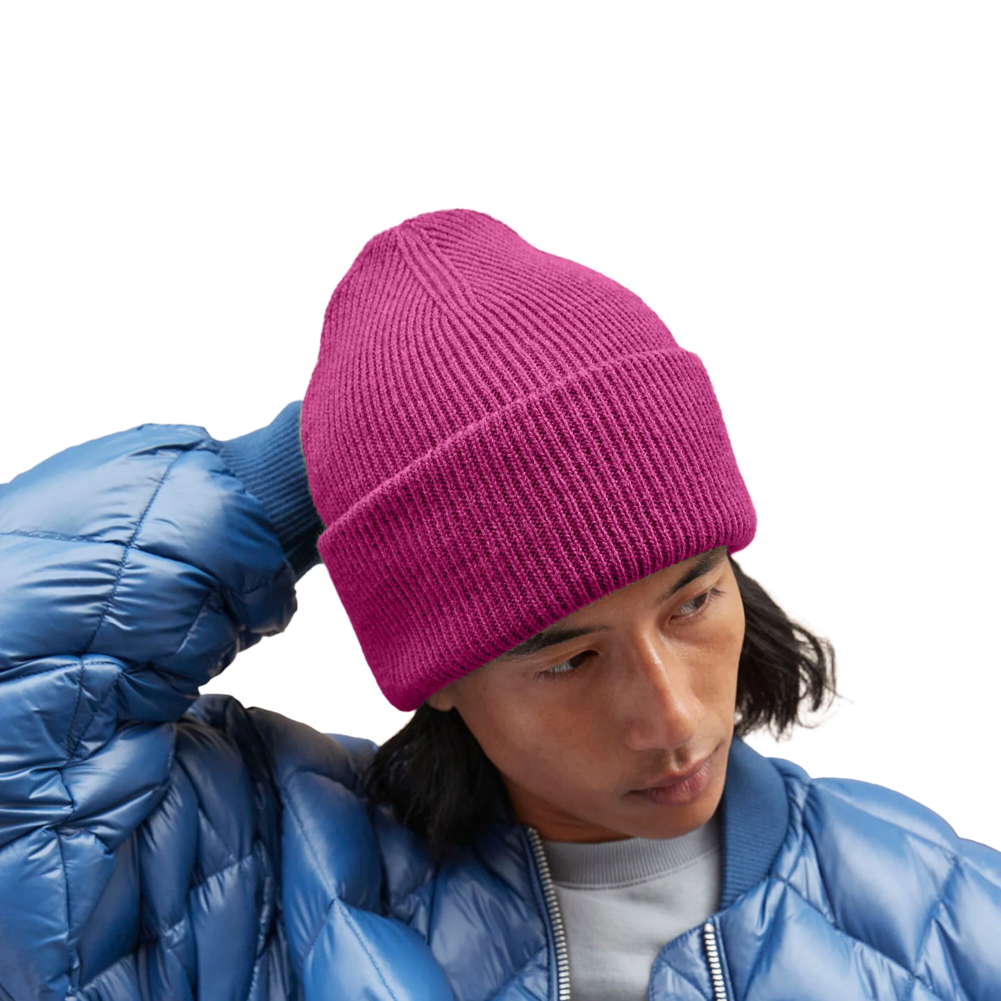 Festival Fuchsia - Side - Beechfield Unisex Adult Classic Deep Cuffed Beanie