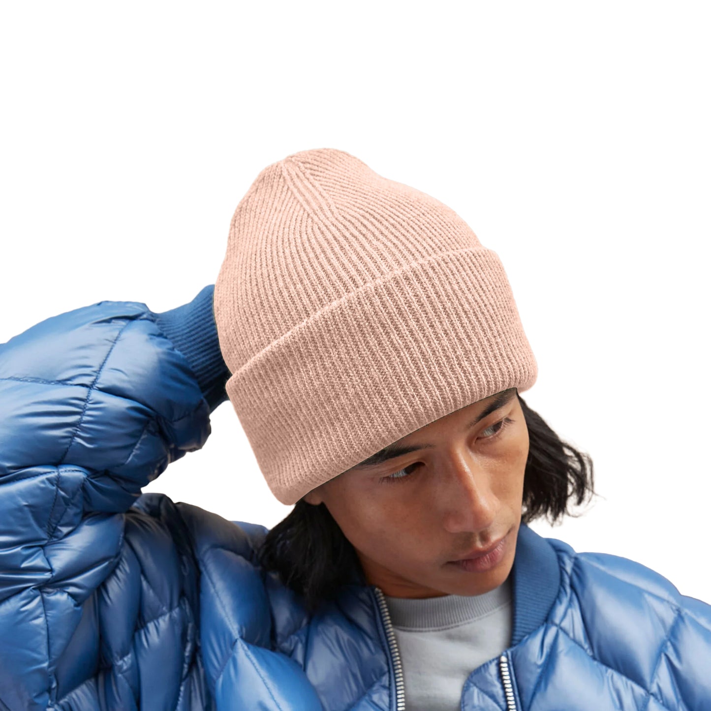 Peach - Side - Beechfield Unisex Adult Classic Deep Cuffed Beanie