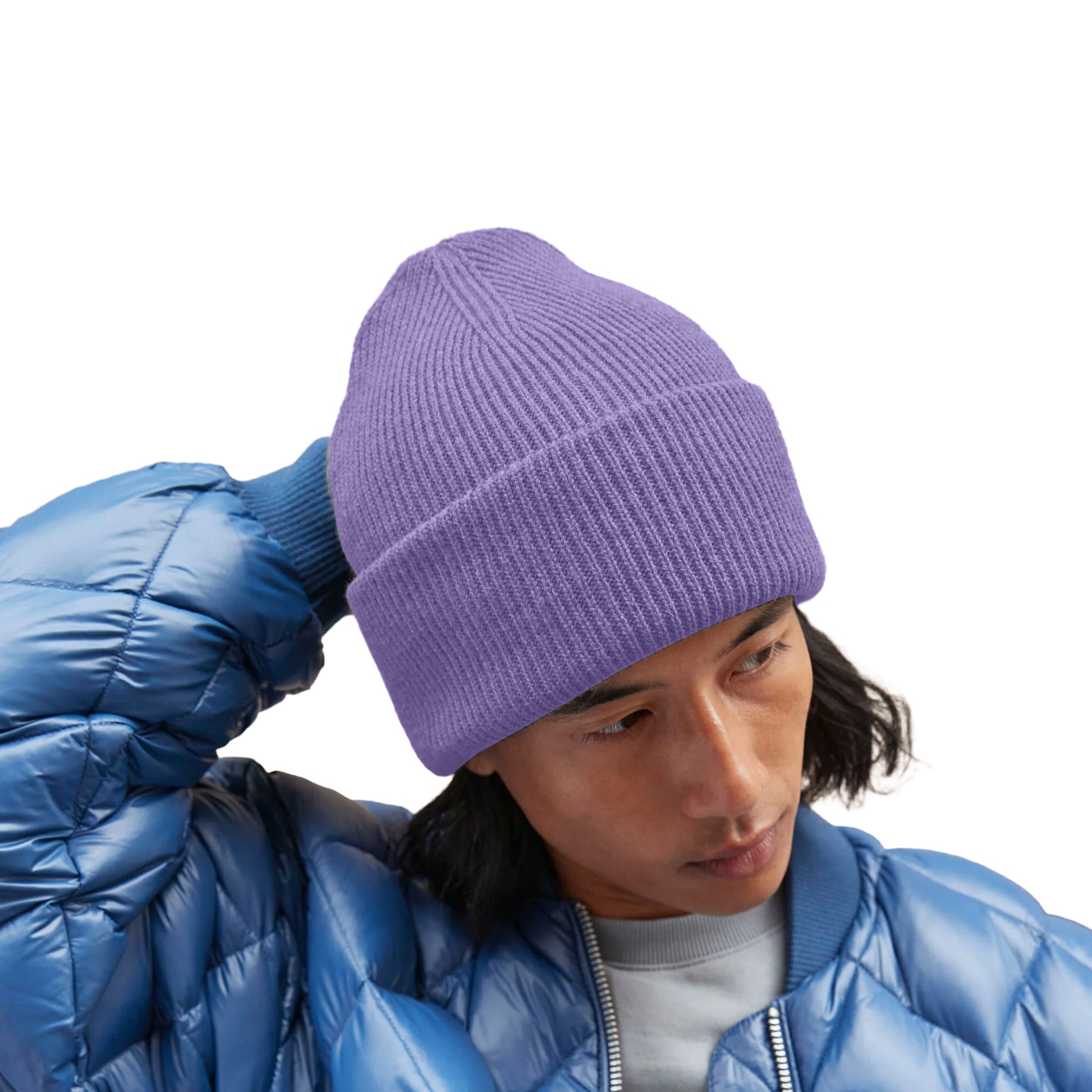 Violet - Side - Beechfield Unisex Adult Classic Deep Cuffed Beanie