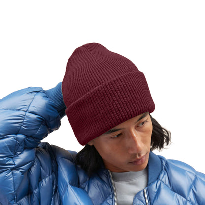 Burgundy - Side - Beechfield Unisex Adult Classic Deep Cuffed Beanie