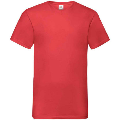 Red - Front - Fruit Of The Loom Mens Value V Neck T-Shirt