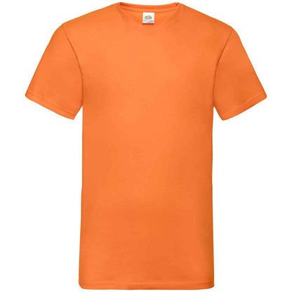 Orange - Front - Fruit Of The Loom Mens Value V Neck T-Shirt