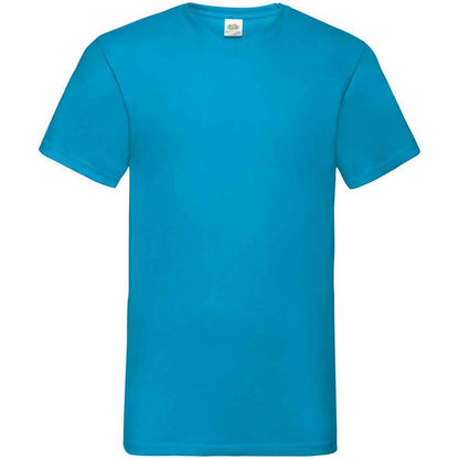 Azure - Front - Fruit Of The Loom Mens Value V Neck T-Shirt