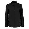 Black - Front - Kustom Kit Womens-Ladies Oxford Tailored Long-Sleeved Shirt