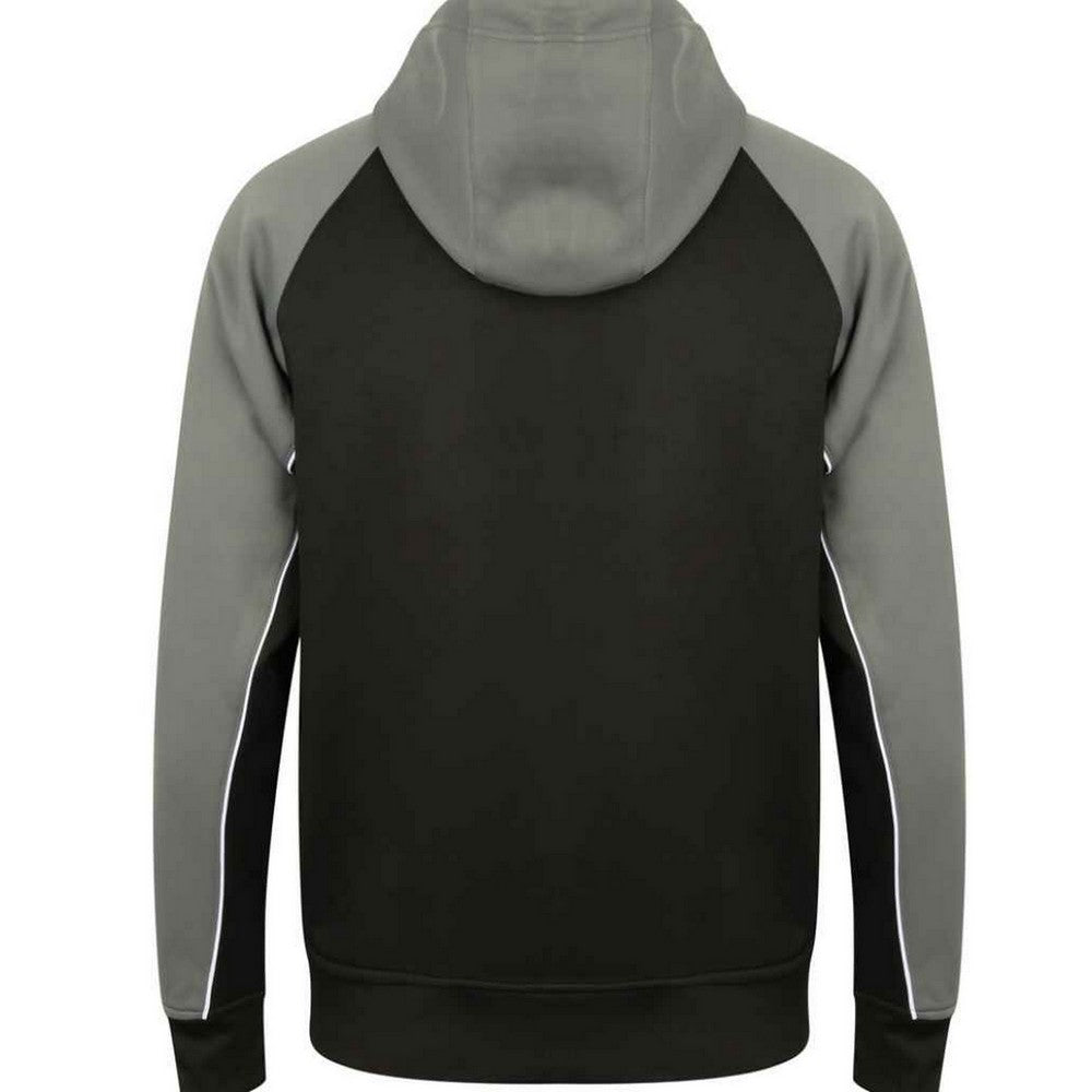 Black-Gunmetal Grey - Back - Finden & Hales Mens Panelled Sports Full Zip Hoodie