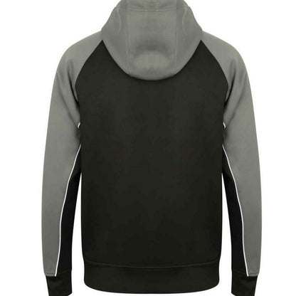 Black-Gunmetal Grey - Back - Finden & Hales Mens Panelled Sports Full Zip Hoodie