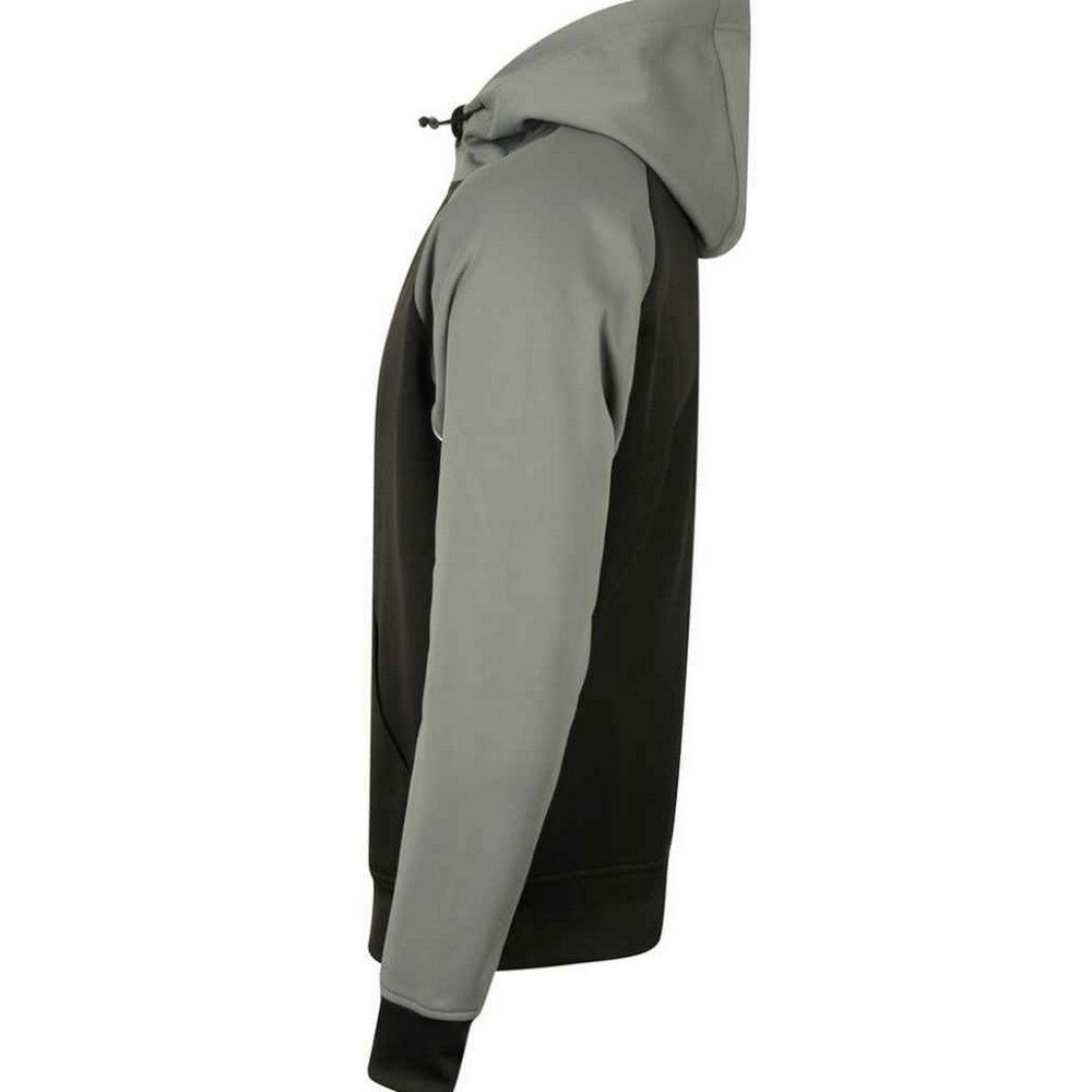 Black-Gunmetal Grey - Side - Finden & Hales Mens Panelled Sports Full Zip Hoodie
