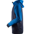 Navy-Royal Blue - Side - Finden & Hales Mens Panelled Sports Full Zip Hoodie