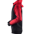 Black-Red-White - Side - Finden & Hales Mens Panelled Sports Full Zip Hoodie