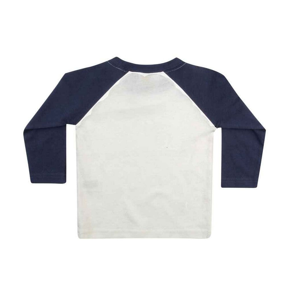 White-Navy - Back - Larkwood Childrens-Kids Long-Sleeved Baseball T-Shirt