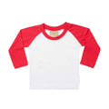 White-Red - Front - Larkwood Childrens-Kids Long-Sleeved Baseball T-Shirt