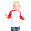 White-Red - Side - Larkwood Childrens-Kids Long-Sleeved Baseball T-Shirt