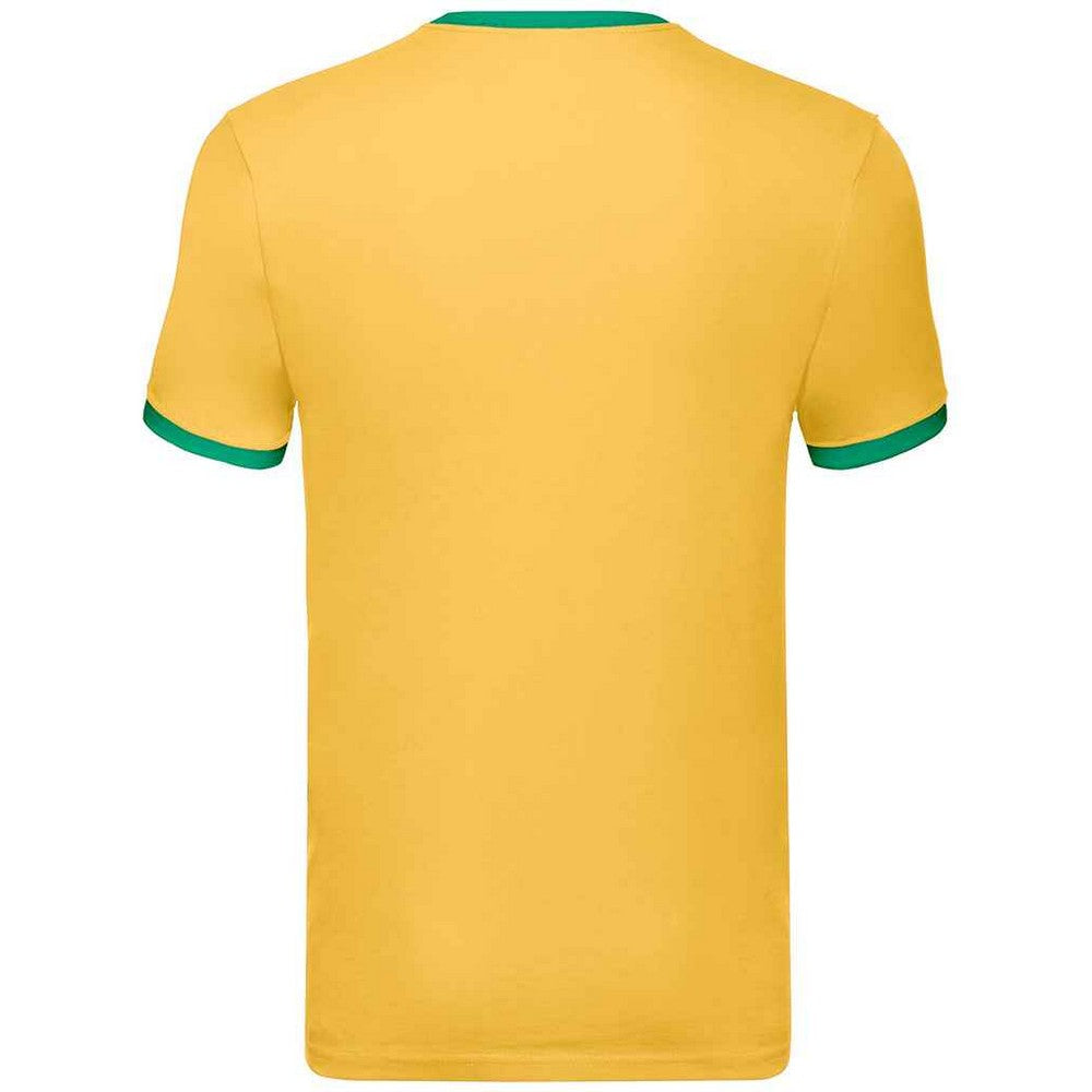Sunflower-Kelly Green - Back - Fruit of the Loom Mens Ringer Contrast T-Shirt