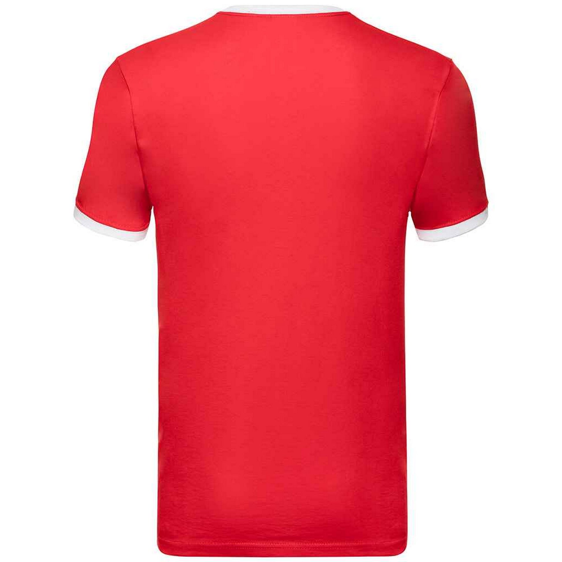 Red-White - Back - Fruit of the Loom Mens Ringer Contrast T-Shirt