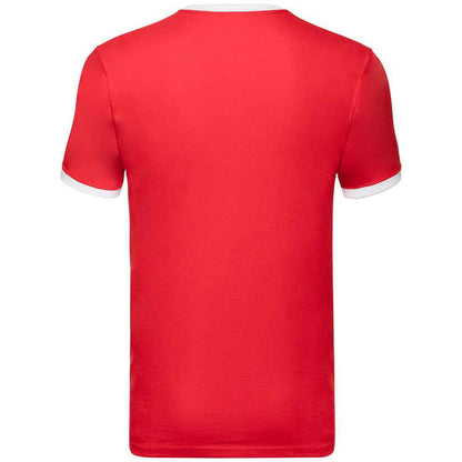 Red-White - Back - Fruit of the Loom Mens Ringer Contrast T-Shirt
