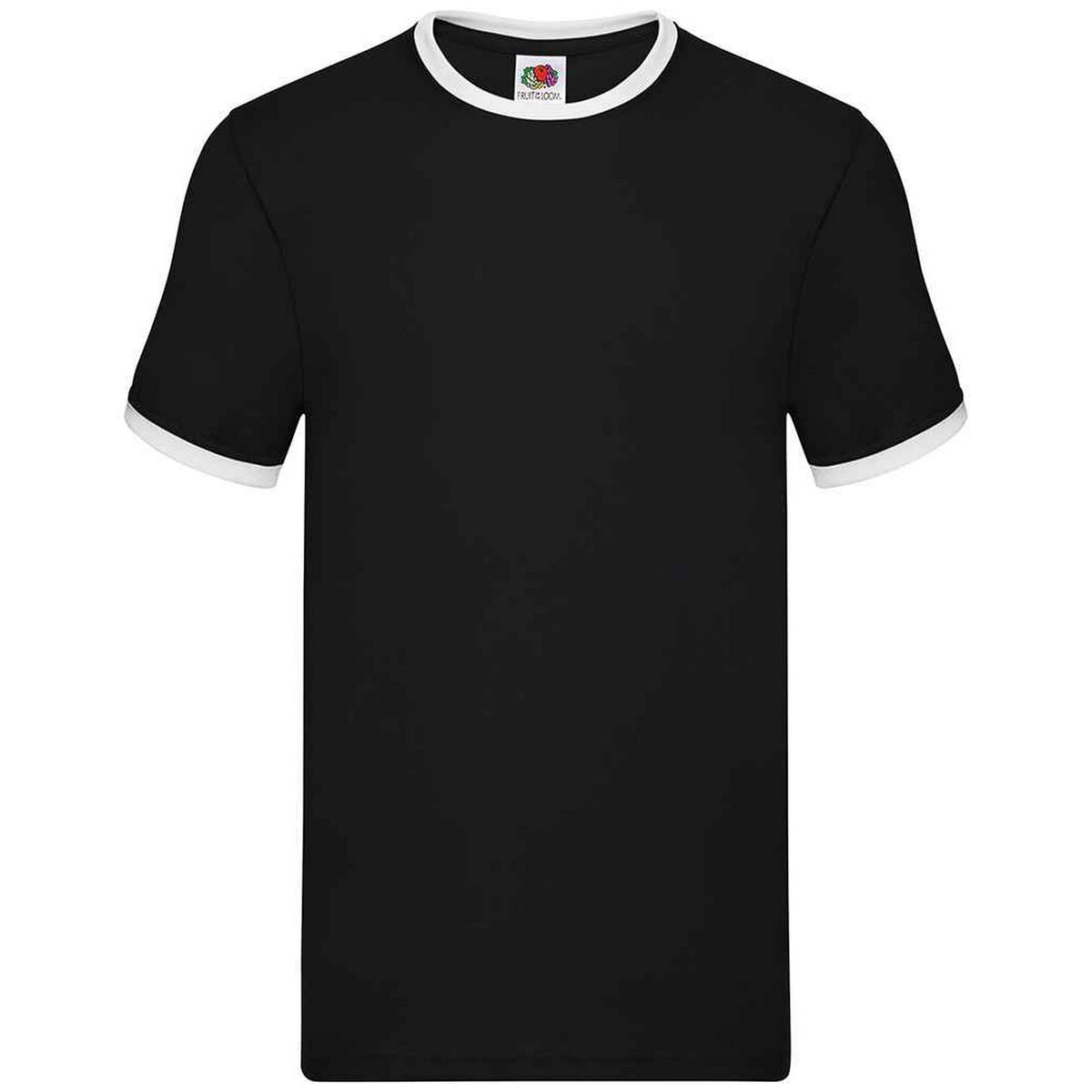 Black-White - Front - Fruit of the Loom Mens Ringer Contrast T-Shirt