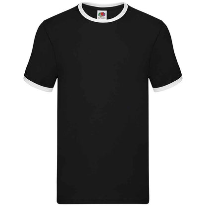 Black-White - Front - Fruit of the Loom Mens Ringer Contrast T-Shirt