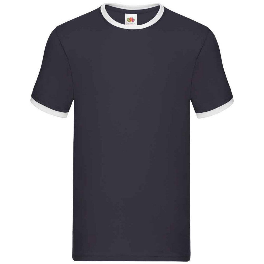Navy-White - Front - Fruit of the Loom Mens Ringer Contrast T-Shirt