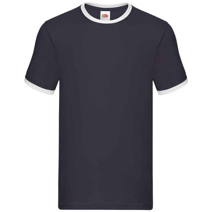 Navy-White - Front - Fruit of the Loom Mens Ringer Contrast T-Shirt