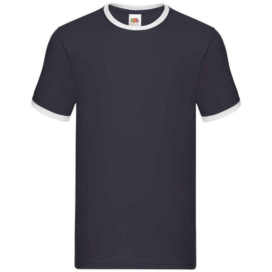 Navy-White - Front - Fruit of the Loom Mens Ringer Contrast T-Shirt
