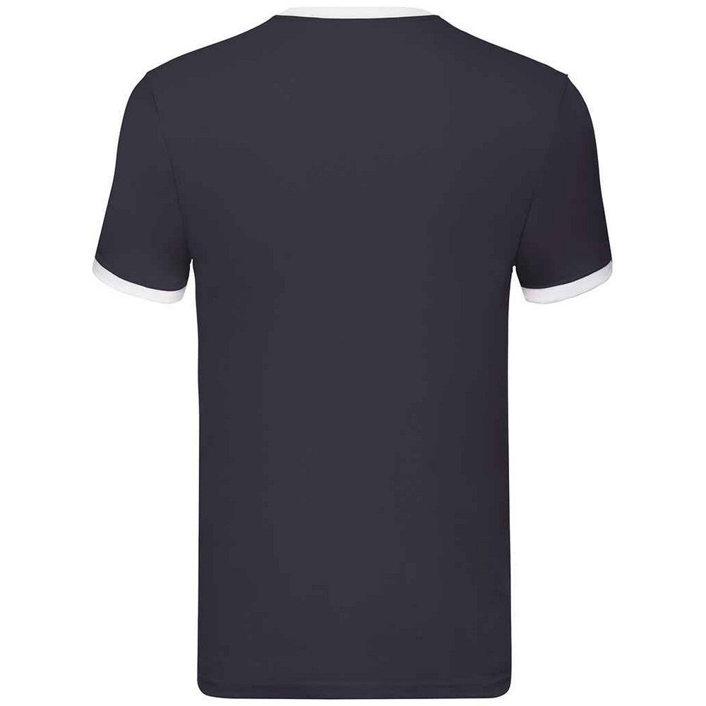 Navy-White - Back - Fruit of the Loom Mens Ringer Contrast T-Shirt