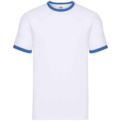 White-Royal Blue - Front - Fruit of the Loom Mens Ringer Contrast T-Shirt