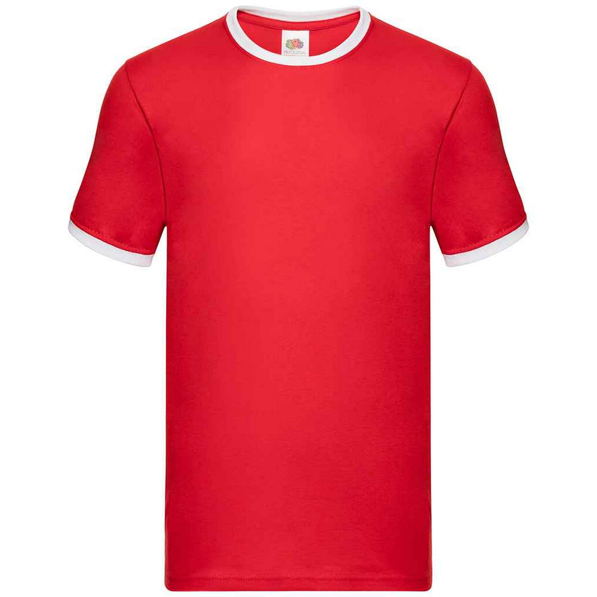 Red-White - Front - Fruit of the Loom Mens Ringer Contrast T-Shirt
