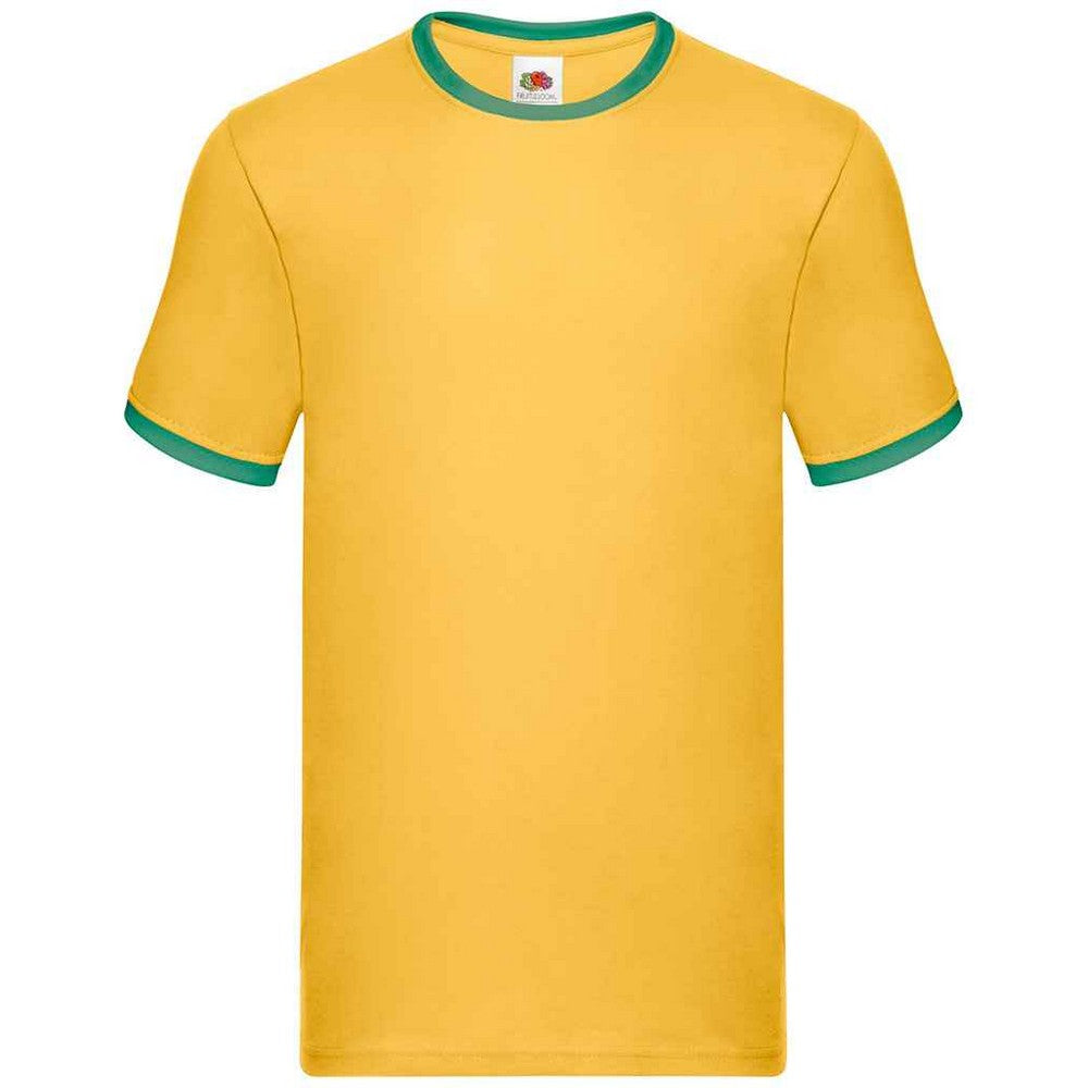 Sunflower-Kelly Green - Front - Fruit of the Loom Mens Ringer Contrast T-Shirt