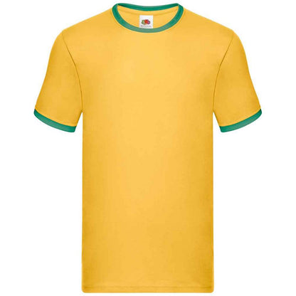 Sunflower-Kelly Green - Front - Fruit of the Loom Mens Ringer Contrast T-Shirt