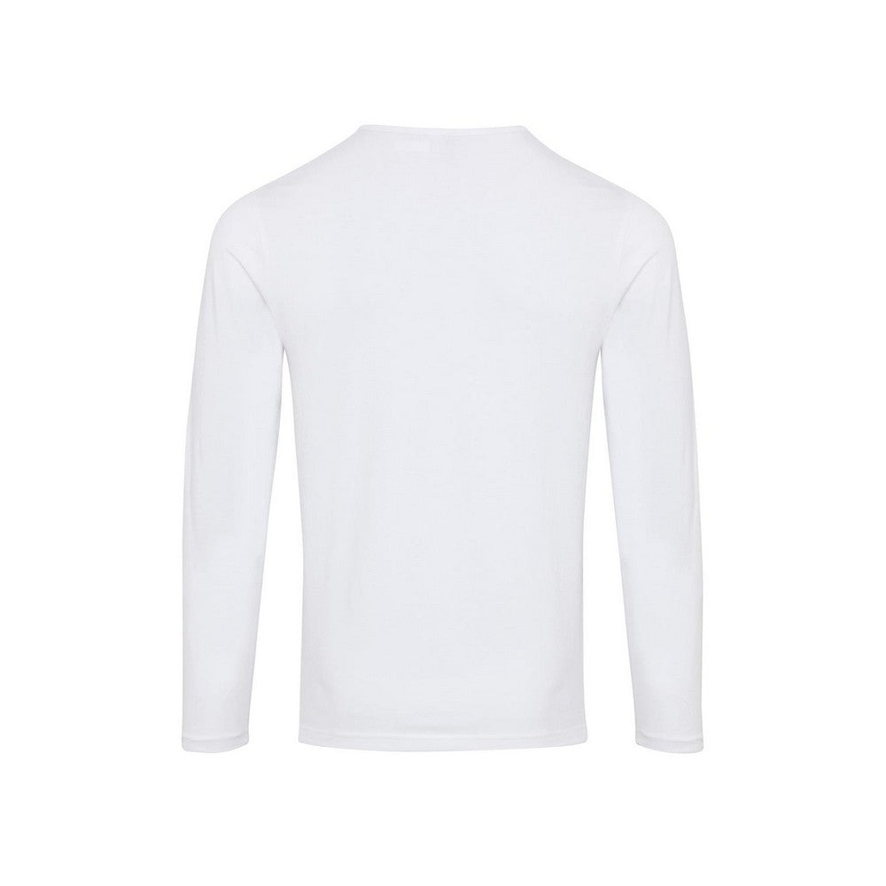 White - Back - Premier Mens Long John Roll Sleeve T-Shirt