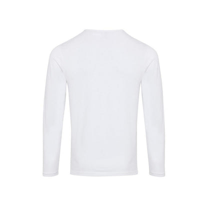White - Back - Premier Mens Long John Roll Sleeve T-Shirt