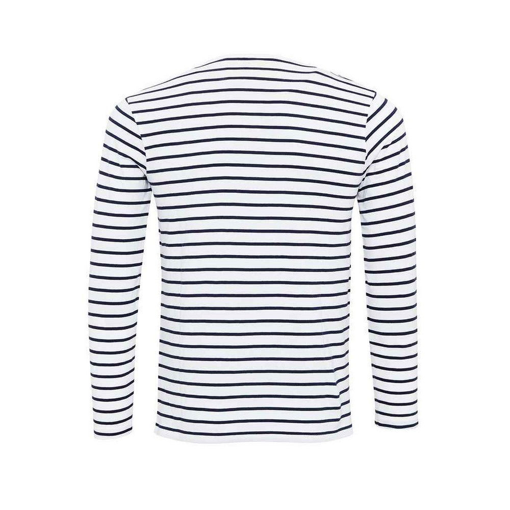 White-Navy - Back - Premier Mens Long John Roll Sleeve T-Shirt