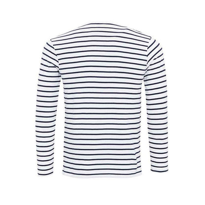 White-Navy - Back - Premier Mens Long John Roll Sleeve T-Shirt